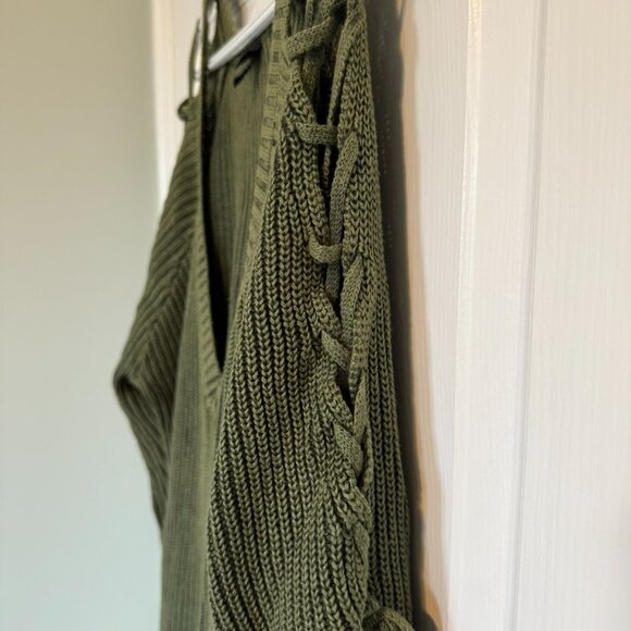 Torrid Green Criss Cross Sleeve Knit Sweater - Picture 5 of 7